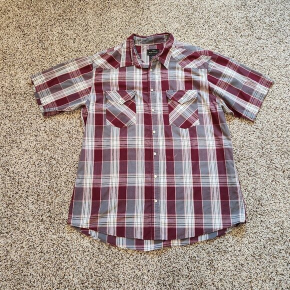 High Noon Mens Pearl Snap Shirt Size XL Red Plaid Short Sleeves Western Country - Picture 1 of 5